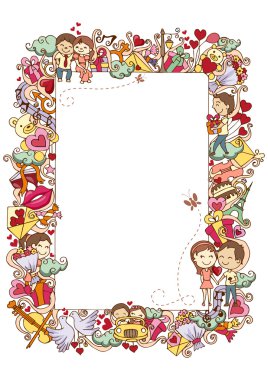 Sevgililer günü için aşk doodle arka plan