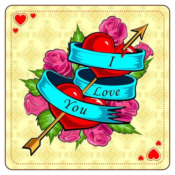 Coeur avec rose pour la Saint Valentin fond — Image vectorielle