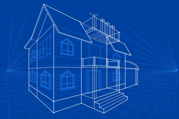 A Blueprint az épület — Stock Vector