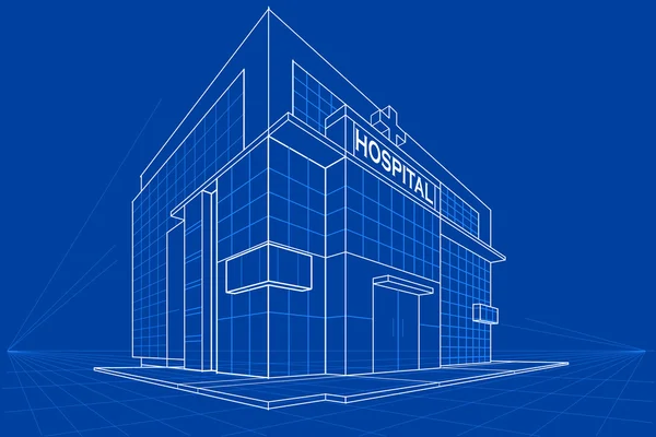 Blauwdruk van gebouw — Stockvector