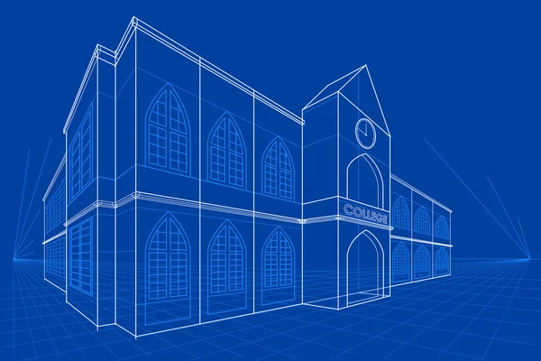 Blauwdruk van gebouw — Stockvector