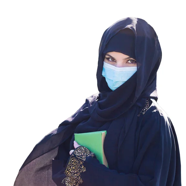 Mulher Islâmica Vestido Tradicional Fundo Branco Isolados — Fotografia de Stock
