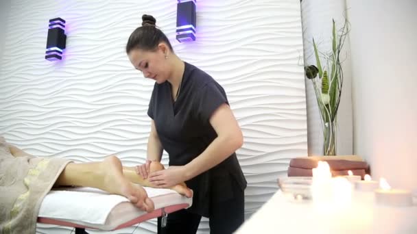 Massage Heels Feet Person Leg Close — Stock Video