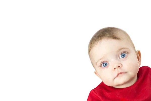 Seis Meses Idade Lindo Bebê Fundo Branco Isolado Espaço Cópia — Fotografia de Stock