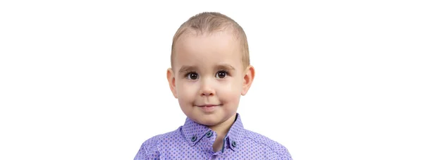 Portrét Letého Dítěte Kopírovat Prostor Bílé Pozadí — Stock fotografie