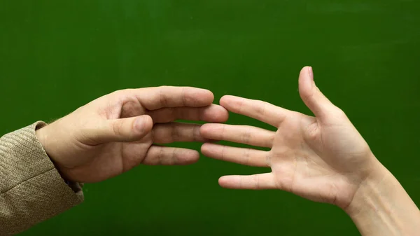 Male Female Hand Touch Each Other Concept Love School — Stock Photo, Image