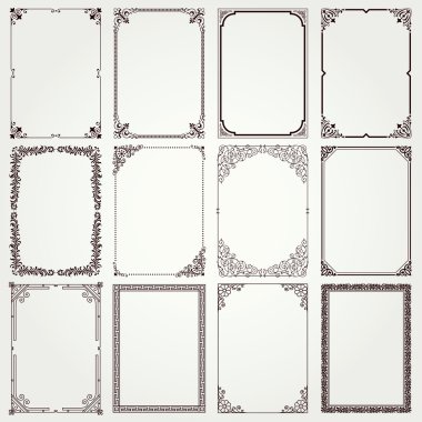 Decorative frames and borders A4 proportions set 4 clipart