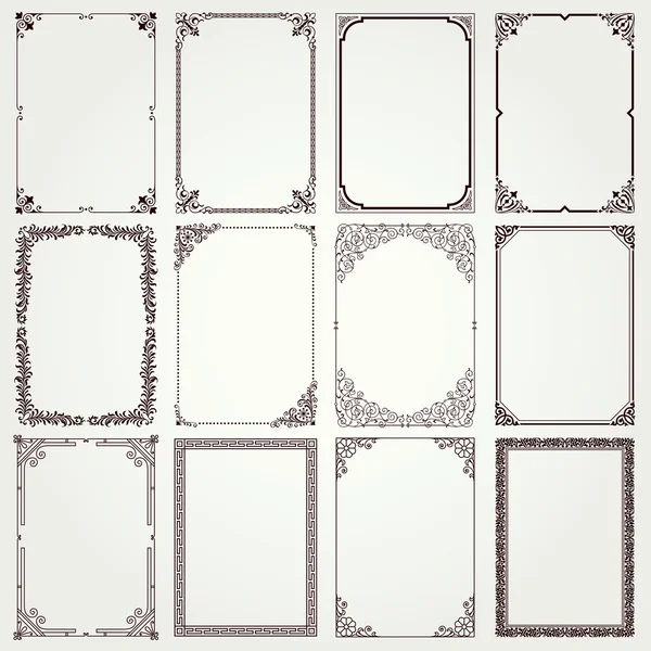 Cadres et bordures décoratifs A4 proportions ensemble 4 — Image vectorielle