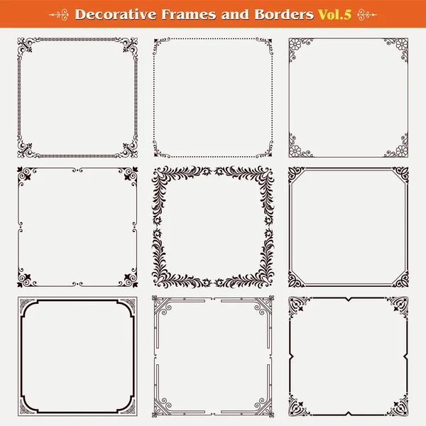 Molduras decorativas e bordas conjunto 5 vetor — Vetor de Stock