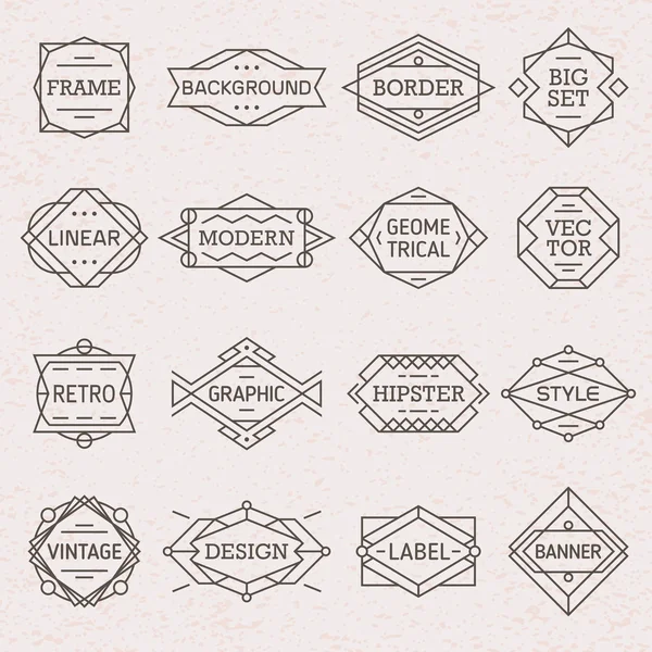 Étiquettes de cadres linéaires modernes Hipster — Image vectorielle