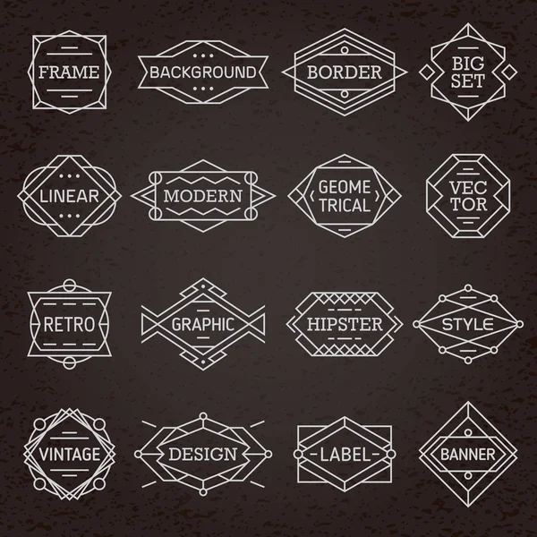 Hipster modern linear frames labels — Stock Vector