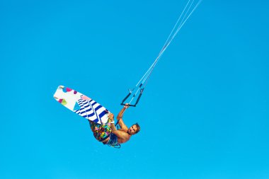 Kiteboarding, Kitesurfing. Extreme Water Sports. Surfer Air Acti clipart