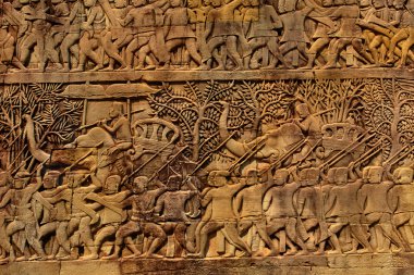 Kamboçya mimarisi. Bayon Khmer Tapınağı kısma oyma 