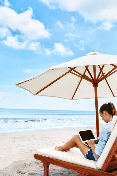 Business Woman Working Online On Laptop Stock Picture