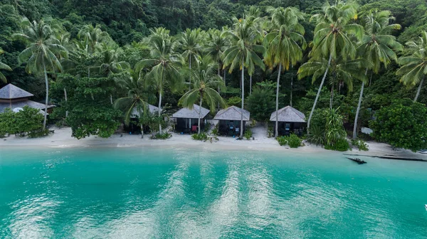 Lagoon Huts Ocean Beach Kaimana Island Raja Ampat Stunning View — Stock Photo, Image