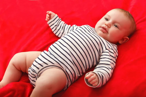 Baby Girl are Lying in the Bed — Stock Photo, Image