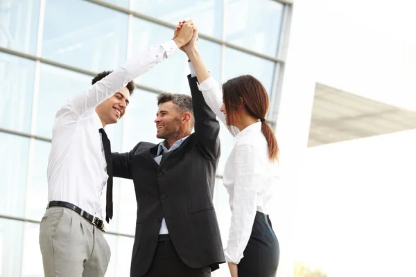 Geschäftsleute. Erfolgreiches Team feiert einen Deal — Stockfoto