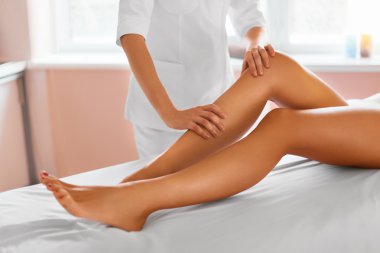 Body care. Spa treatment. Leg massage therapy