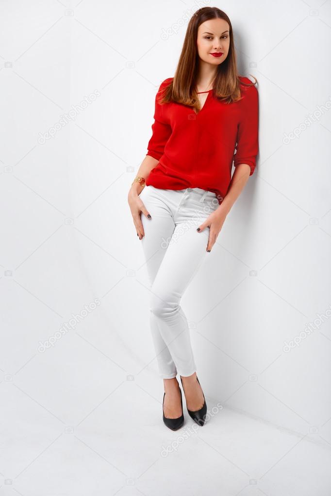 Fashionable Woman. Portrait Of Successful Office Business Lady Looking Confident, Happy And Smiling. Wellbeing, Luxury Lifestyle.