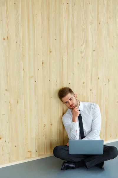 Depressed Businessman sitting on floor at his office. Hard work — Stock Photo, Image