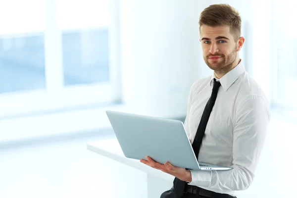 Handsome Businessman Working on Laptop at His Office — Stock Photo, Image
