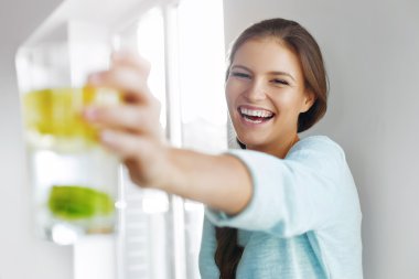 Healthy Lifestyle Concept, Diet And Fitness. Woman Drinking Wate