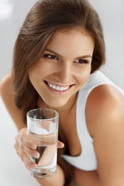 Healthy Lifestyle, Eating. Woman Drinking Water. Drinks. Health,