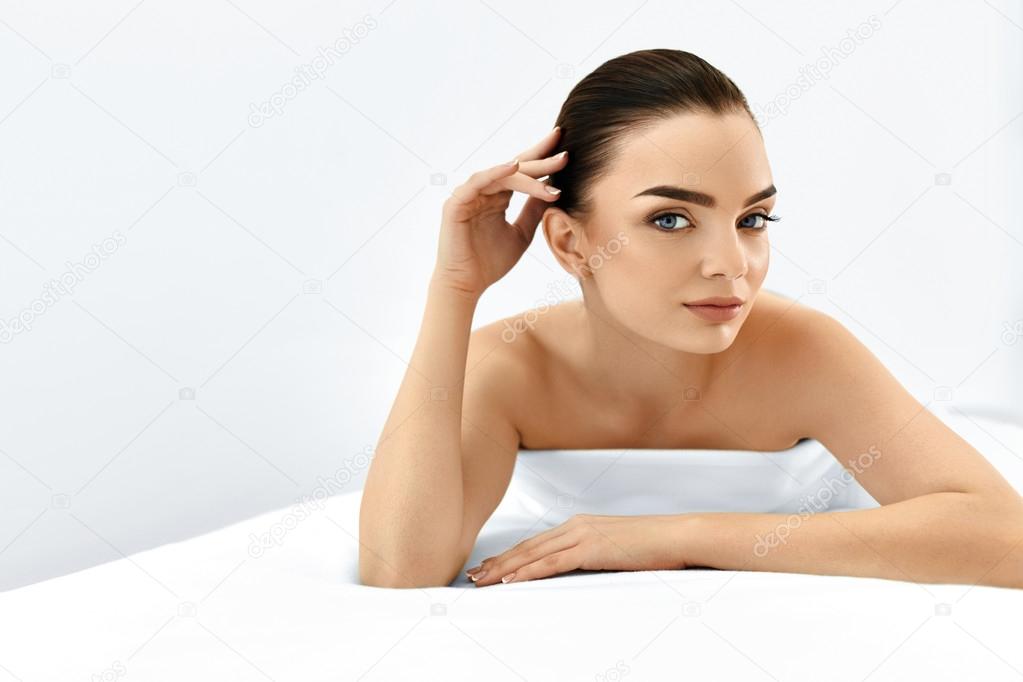 Beauty Face. Portrait Woman With Clean Skin. Skin Care Concept.