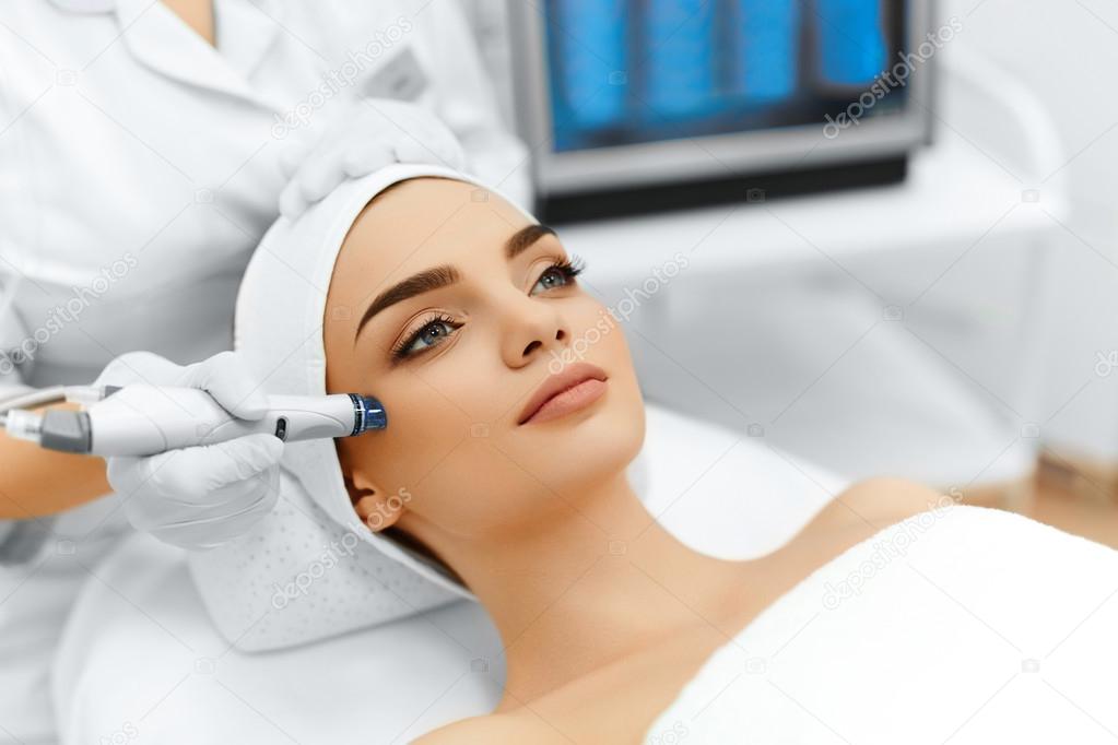 Face Skin Care. Facial Hydro Microdermabrasion Peeling Treatment Stock