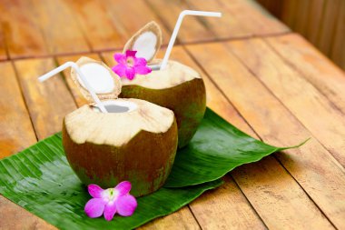 Diyet içeceği. Organik hindistan cevizi suyu, süt. Beslenme, hidrasyon. H