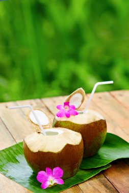 Hindistan cevizi su içmek süt. Diyet. Beslenme, hidrasyon. Vitaminler.