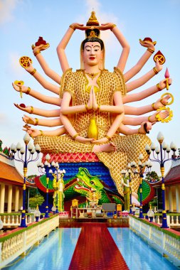 Thailand Landmark. Guan Yin Statue At Big Buddha Temple. Buddhis