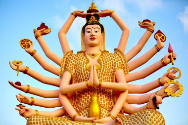 Thailand Landmark. Guan Yin Statue At Big Buddha Temple. Buddhis