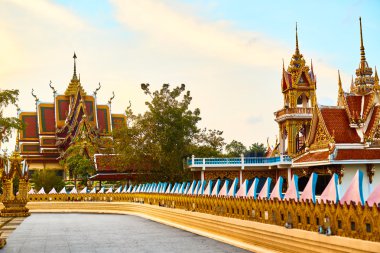 Thailand Temple. Buddhist Pagoda, Wat Plai Laem. Scenic Landmark