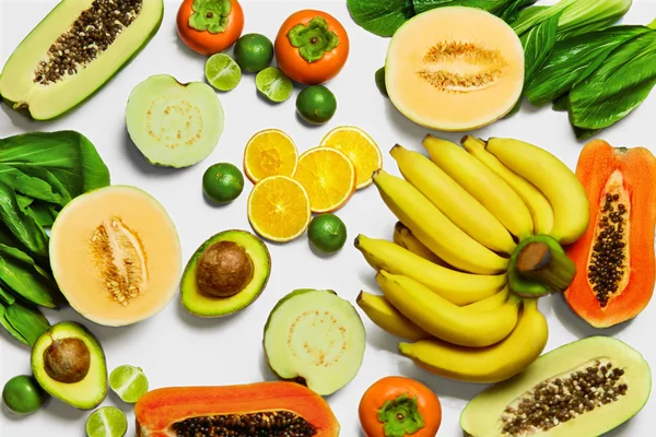 Vegetais Orgânicos Saudáveis, Frutas Fundo. Nutrição vegetariana — Fotografia de Stock