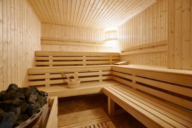 Büyük Finlandiya-stil sauna iç