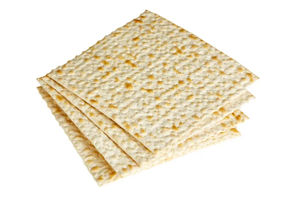 Traditionell Judisk Matzah För Semestern Pasi Ligger Vit Bakgrund Utspridd — Stockfoto