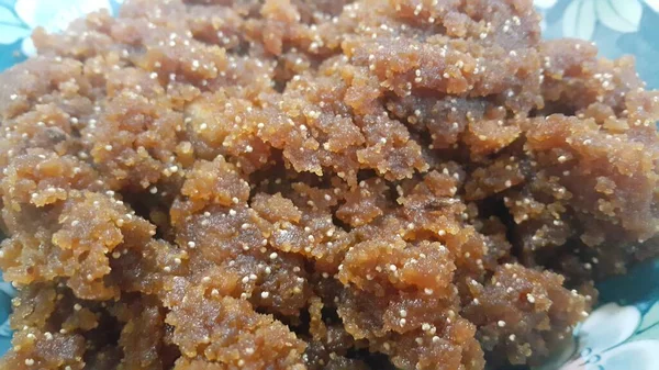 Closeup View Traditional Tasty Sweet Dessert Called Suji Halwa Halva — Stock Photo, Image