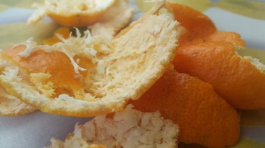 Turuncu kabuk yere yapışmış, yakın çekim görüntüsü..