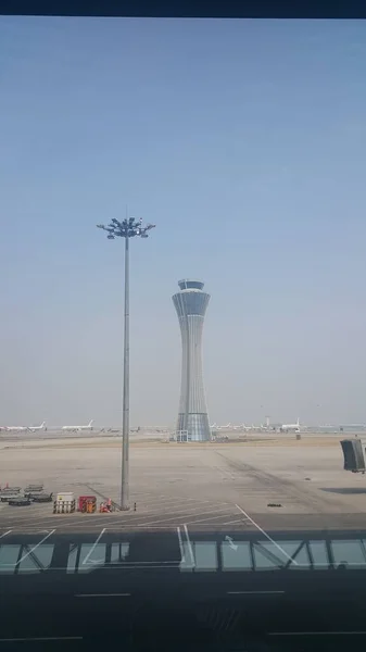 Beijing China Abril 2019 Torre Control Terminal Del Aeropuerto Internacional — Foto de Stock