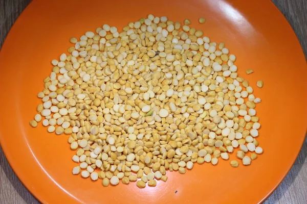 Garbanzo Amarillo Lentejas Semillas Macro Vista Cerca Chana Daal Guisantes — Foto de Stock