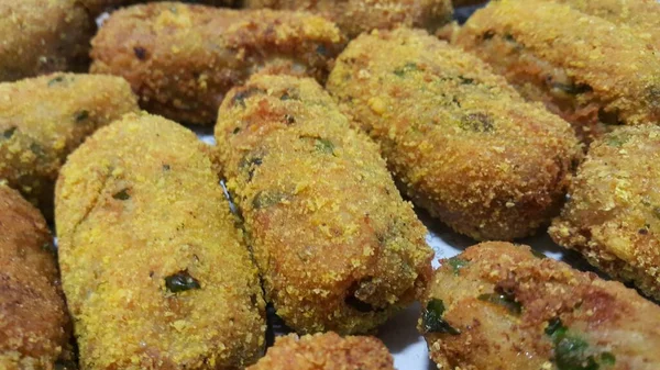 Closeup Perspective View Home Made Spicy Delicious Croquettes Served Tea — Stock Photo, Image