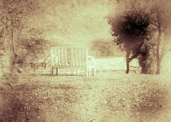 農村見届けましたの白いベンチ ロイヤリティフリーのストック写真