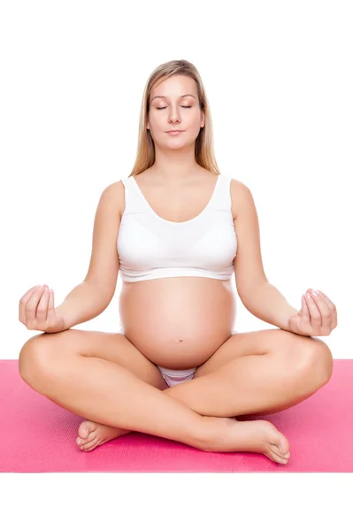 Exercício e meditação durante a gravidez — Fotografia de Stock