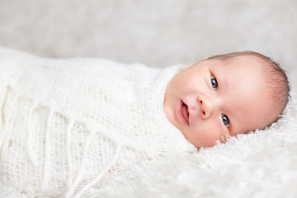 Hermoso recién nacido envuelto en una manta — Foto de Stock