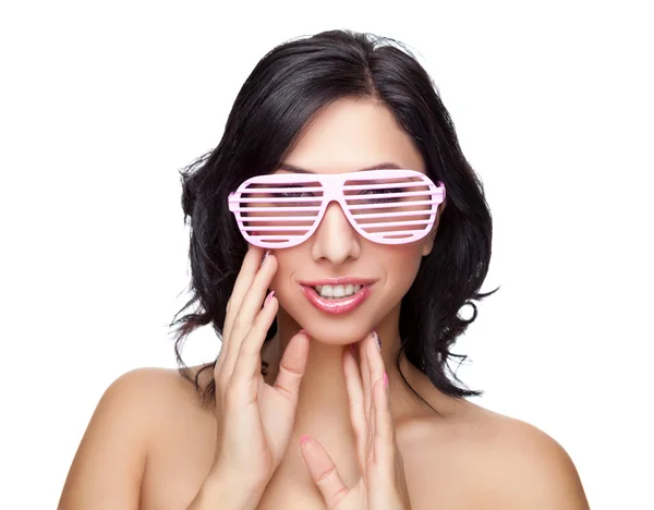 Portrait of an young beautiful woman wearing cool glasses — Stock Photo, Image