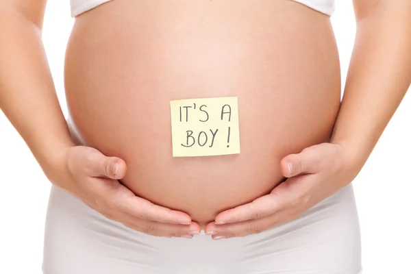 Mujer embarazada esperando un bebé niño — Foto de Stock