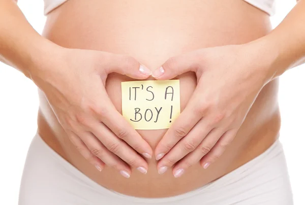 Femme enceinte qui attend un bébé garçon — Photo