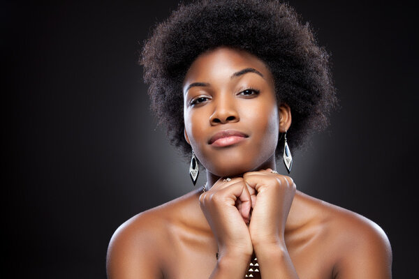 Young black beauty with afro hairstyle