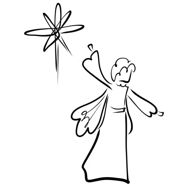Angel points to the Christmas star, good news